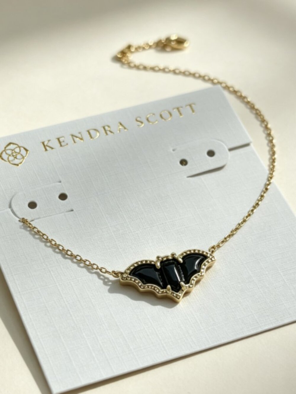 Kendra Scott Black Bat Gold Tone Pendant Necklace